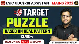 ESIC UDC Mains 2022  Puzzle Latest Pattern Class 4  Reasoning by Shubham Srivastava [upl. by Busch]