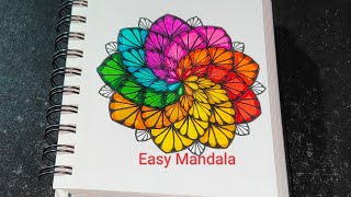 Super Easy Color Mandala Art For Beginners  EasyMandala59 [upl. by Annice]