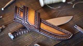 Making A Scout Style Leather Knife Sheath  Leather Craft [upl. by Brag]