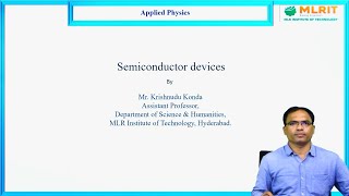 LEC01 Applied Physics  Semiconductor Devices by Mr Krishnudu Konda [upl. by Ardekal]