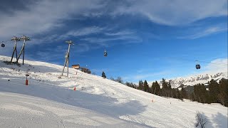 MEGEVE ski resort  Skiing GREEN A Top part on a sunny day  Feb 2024 [upl. by Neukam]