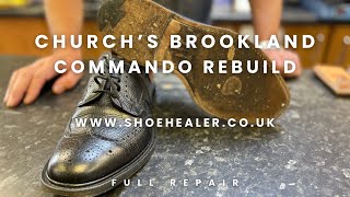 Church’s English Shoes Leather Sole to Commando Resole  Full Shoe Repair [upl. by Allerym]