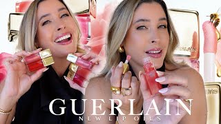 NEW GUERLAIN LIP OILS  GUERLAIN KISSKISS BEE GLOW OIL Review Swatches and Comparisons [upl. by Wilton]