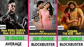 Allu Arjun All Movies Hits and Flops Box Office Collection  Allu Arjun Superhit Movies  Pushpa 2 [upl. by Martina]