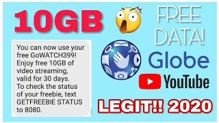 NAKAKUHA AKO NG LIBRENG 10GB DATA SA GLOBE  100 WORKING 2020 [upl. by Airdua]