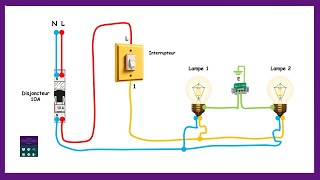 Comment Brancher Un Interrupteur Avec Deux Ampoules Schéma Electrique [upl. by Tomaso64]