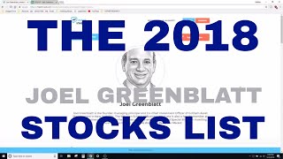 The 2018 Joel Greenblatt Stock List Magic Formula to Beat the Market [upl. by Lerrehs]