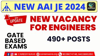 AAI JE ENGINEERING VACANCY 2024  CTC 13 LAKHS  GATE 2024  CAREER WAVE [upl. by Tarrel]