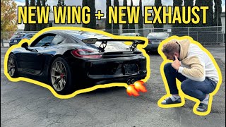 MY PORSCHE 981 CAYMAN S GETS SUPERCAR SOUND AND BIG WING [upl. by Ruthann]