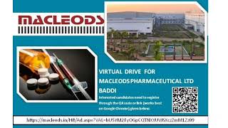 Virtual Drive ITIDiplomaBscAny GraduateBpharmMpharm At Macleods Pharmaceuticals [upl. by Alyel]