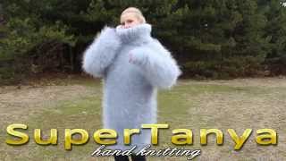 22022013 Light grey hand knitted very soft and fuzzy mohair Tneck sweater by SuperTanya [upl. by Reinaldo]