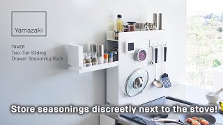 Store seasoning discreetly next to the stove  Tower TwoTier Sliding Drawer Seasoning Rack [upl. by Illak]