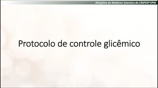 Protocolo controle glicêmico [upl. by Ericka]