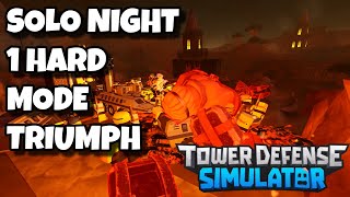 SOLO NIGHT 1 HARD MODE TRIUMPH  Roblox Tower Defense Simulator TDS Exosphere Event [upl. by Ahsimit]