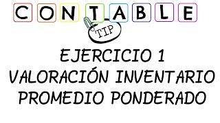 EJERCICIO 1 VALORACION INVENTARIOS METODO PROMEDIO PONDERADO [upl. by Miof Mela]