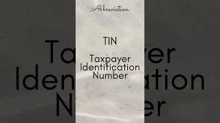 TIN Taxpayer Identification Number [upl. by Cela601]