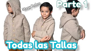 Como teji sueter abierto a crochet en talla 6 8 10 y 12 años paso a paso parte 1 [upl. by Trbor]