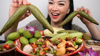 SOUR FRUITS PLATTER WITH SPICY SAUCE ASMR EATING SOUNDS LIGHT WHISPERS  SASASMR [upl. by Neryt523]