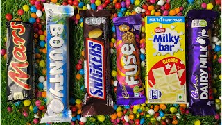 Satisfying video Asmr Rainbow candy and chocolate BIG Unboxing Cutting candys video [upl. by Korella]