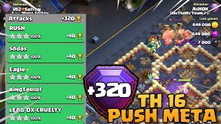 Too Easy 320 Rocket LoonsFireball Combo  Th16 Push Attack Strategy  Clash of clans [upl. by Heathcote]