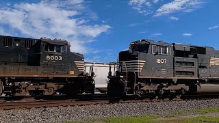 Huge Forces Meet Norfolk Southern 1807  27a quotflew byquot NS 8003  28r NS 4684 50g NS 3321 [upl. by Ardnalac]