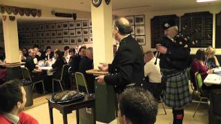 Piping the Haggis at ENRFC Burns Supper 2011 [upl. by Nelak]