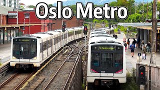 ⁴ᴷ⁶⁰ Oslo Metro Trains at Majorstuen Station [upl. by Tella]