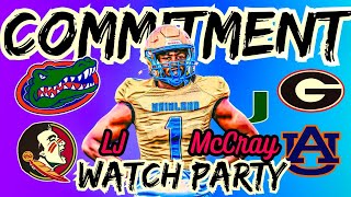 LJ McCray COMMITMENT WATCH PARTY 5 Star DL Gators FSU UGA Miami Auburn [upl. by Lothar329]