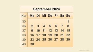 Kalender September 2024 [upl. by Inacana]