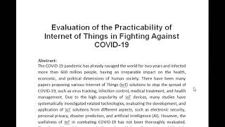 Evaluation of the Practicability of Internet of Things in Fighting Against COVID 19 [upl. by Acinad]