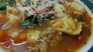 Rustic quotItalian Stylequot Tortellini Soup [upl. by Aihsekram]