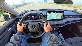 2024 Skoda Superb Combi 15 TSI  test drive on German Autobahn NO SPEED LIMIT nospeedlimit skoda [upl. by Arakahs377]