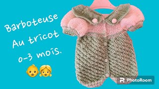 Barboteuse bébé au tricot 38 mois [upl. by Niaz]