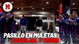 Pasillo de la selección a Carvajal y Rodri con muletas I MARCA [upl. by Silvester]