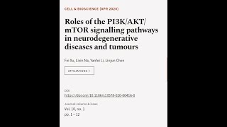 Roles of the PI3KAKTmTOR signalling pathways in neurodegenerative diseases and tumo  RTCLTV [upl. by Janel]