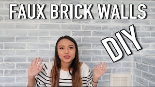 DIY White Wash faux brick Accent Walls [upl. by Onig927]