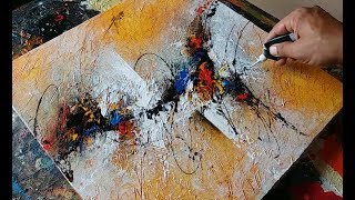 Abstract painting  textured with gesso  Acrylic abstract painting demonstration [upl. by Elyse647]