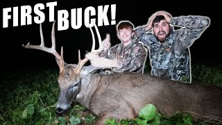 FIRST BUCK EVER  INSANE BLOOD TRAIL [upl. by Dearr]