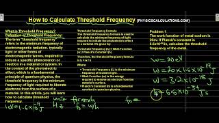 How to Calculate Threshold frequency [upl. by Rudd]