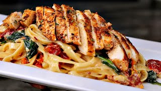 EASY Creamy Tuscan Chicken Pasta Recipe VDay Dinner Idea [upl. by Cornelie810]