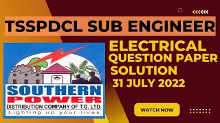 TSSPDCL Sub Engineer Question paper solution 31 July 2022  mahatranscoae tsspdcl mpscelectrical [upl. by Rodi]