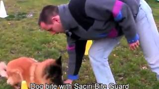 SACIRI Dog BiteGuard  Dog bites with without SACIRI bite guard  wwwsaciricom [upl. by Lihkin300]