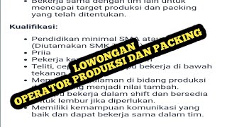 LOWONGAN OPERATOR LOKER BATAM HARI INI IKLAN KOTA BATAM [upl. by Giff111]