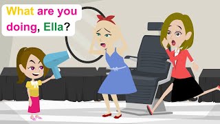 Ellas summer job is hairdresser  English Funny Animated Story  Ella English [upl. by Menken]