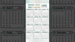 Islamic Calendar 🗓 1445 Hijri hijricalendar viralyoutubeshorts share [upl. by Arrec]