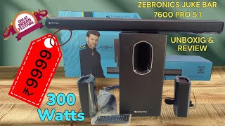 ZEBRONICS JUKE BAR 7600 51 CHA UNBOXING REVIEW Zebronics SoundBar 51 Channel Home Theater Speaker [upl. by Enirok]