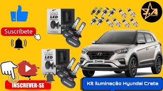 Instalação lâmpada ultra Led Hyundai Creta  iluminação interna  bara de Led no farol jaacessorios [upl. by Tongue]