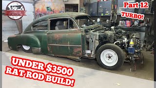 3500 DOLLAR RAT ROD BUILD PART 12 TURBO AIR BAGS CHASSIS SWAP AND CHOPPED HOT ROD BUDGET BUILD [upl. by Nipsirc517]