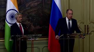 EAM Press Conference with FM Sergey Lavrov of Russia December 27 2023 [upl. by Angelique]