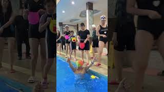 Swimming Pool 🩱🥽😜😁✌️gubbaro wale Swimming cap swimming funny pool shortvideo fitness flying [upl. by Oivatco]